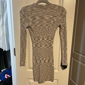 Gray Mock Neck Long Sleeve Bodycon Dress for Night Out